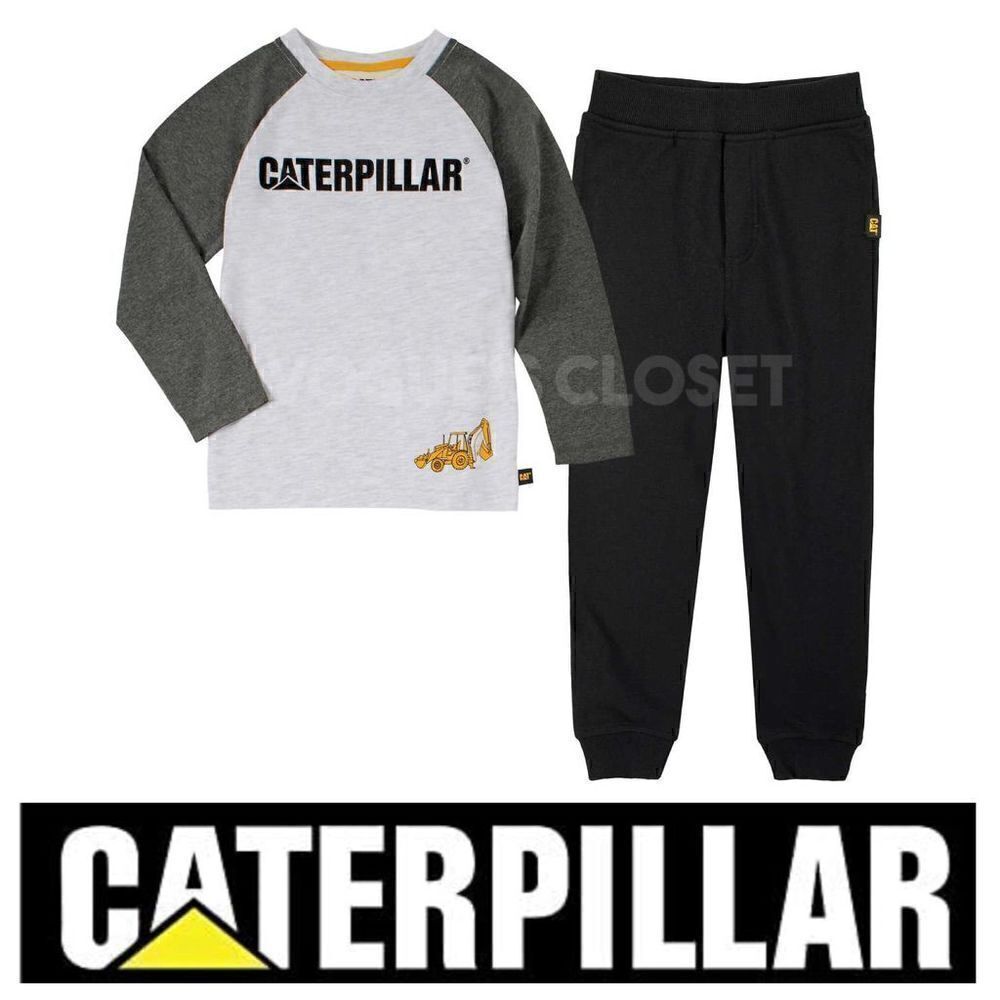NEW! Caterpillar Kids' 2-piece Set Long sleeve Top and Terry Fleece Jogg…